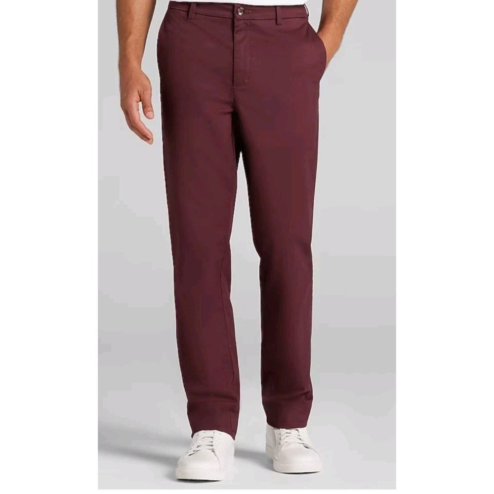 Jos A Bank Pants Chino Reserve Men's 38x30 Tailored Fit Maroon Clean